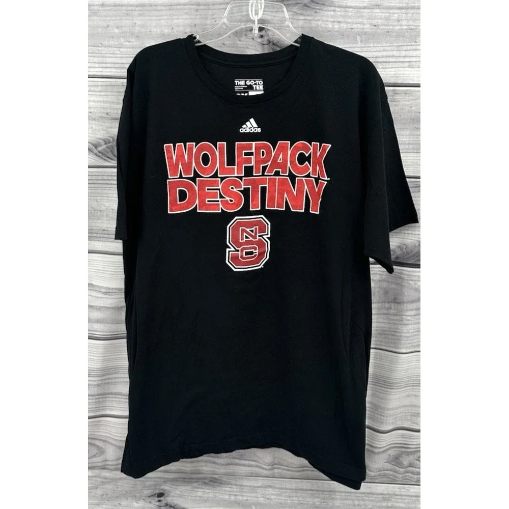 ADIDAS NORTH CAROLINA STATE WOLFPACK DESTINY T SHIRT   Men's Size XL   BLACK RED